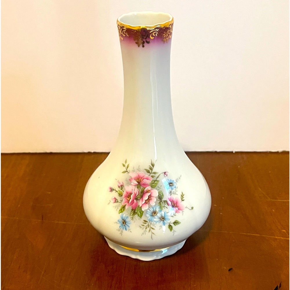 Haas & Cajzek Hand Made In Czech Republic Fine Porcelain Vase With Flowers #23